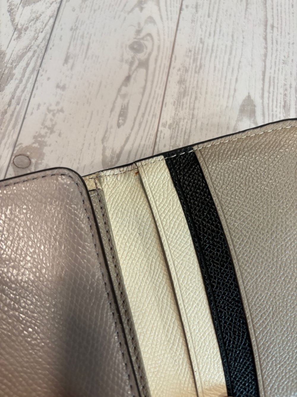 Coach Cream and Taupe Leather Bi-Fold Wallet - Picture 6 of 11